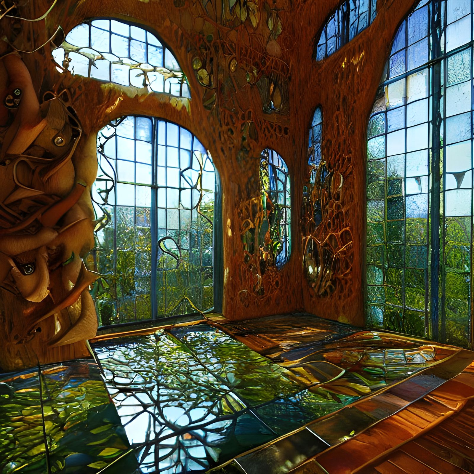 Glass Fantasy House in Stained Glass Style