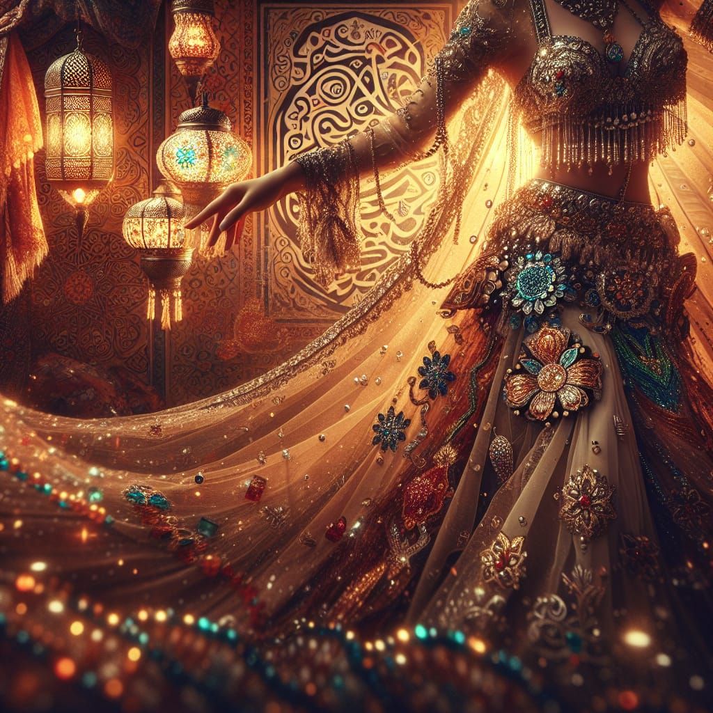Arab Woman Belly Dancing in Orientalist Style