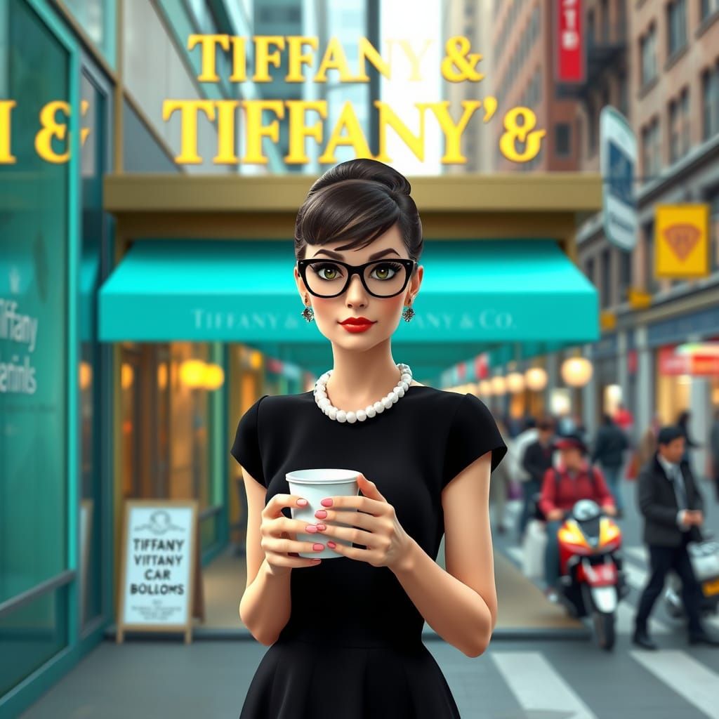 Timeless Audrey Hepburn in Little Black Dress, Coffee, and P...