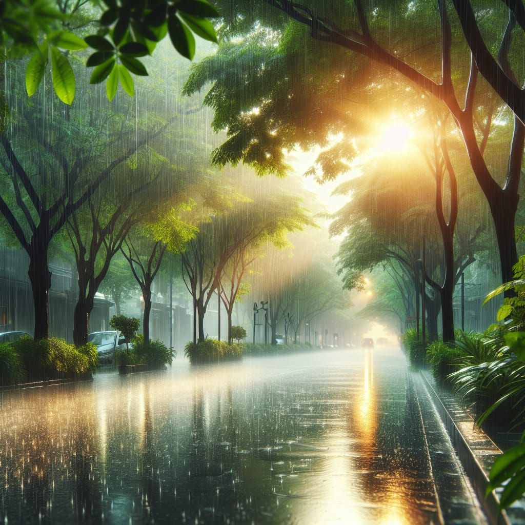 Serene Post-Rain Landscape with Petrichor