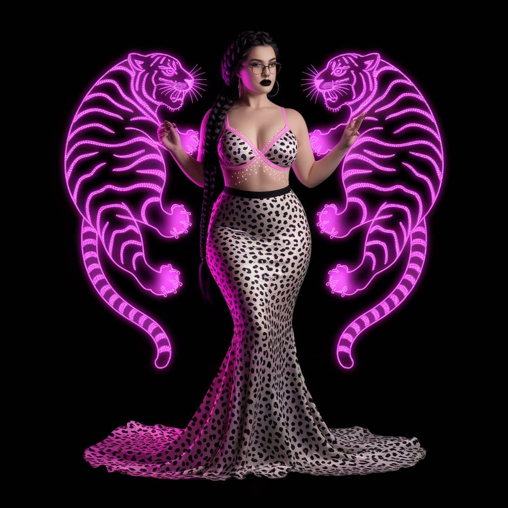 Goth Latina Goddess in Radiant Sequins and Bioluminescent Ta...