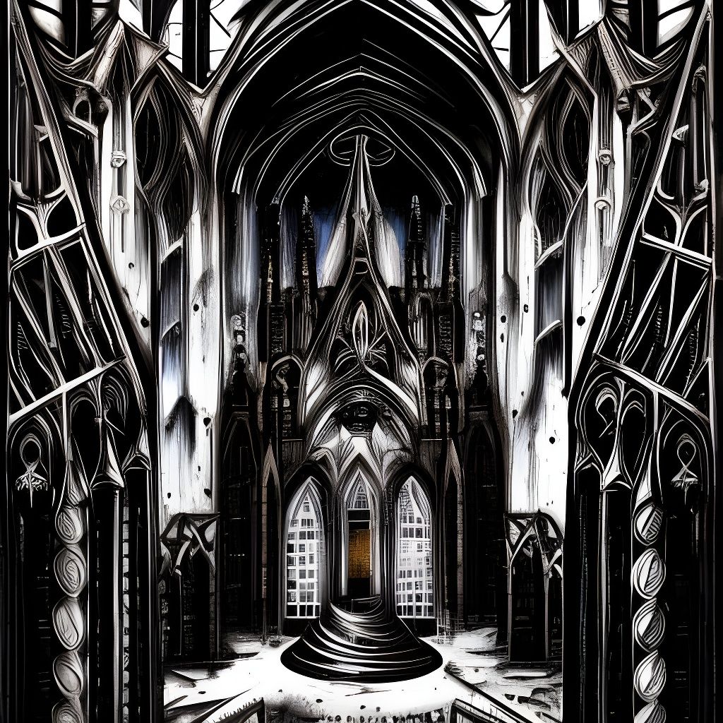 Space Gothic Cathedral in Grimdark Mixed Media