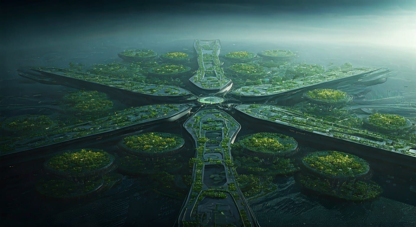 Sustainable Futuristic Cityscape with Integrated Greenery