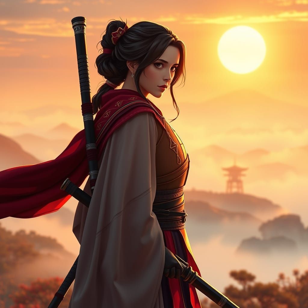 Majestic Samurai Jedi Princess Leia Prepares for Battle