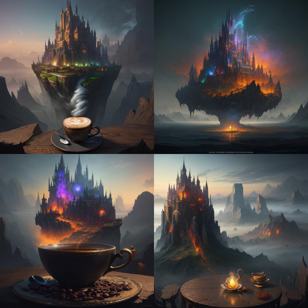 Enchanting Coffee Cup: Detailed Matte Painting in 8k
