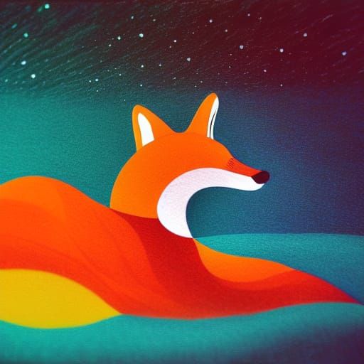 Fox and Swan in Modern Ink Painting Style