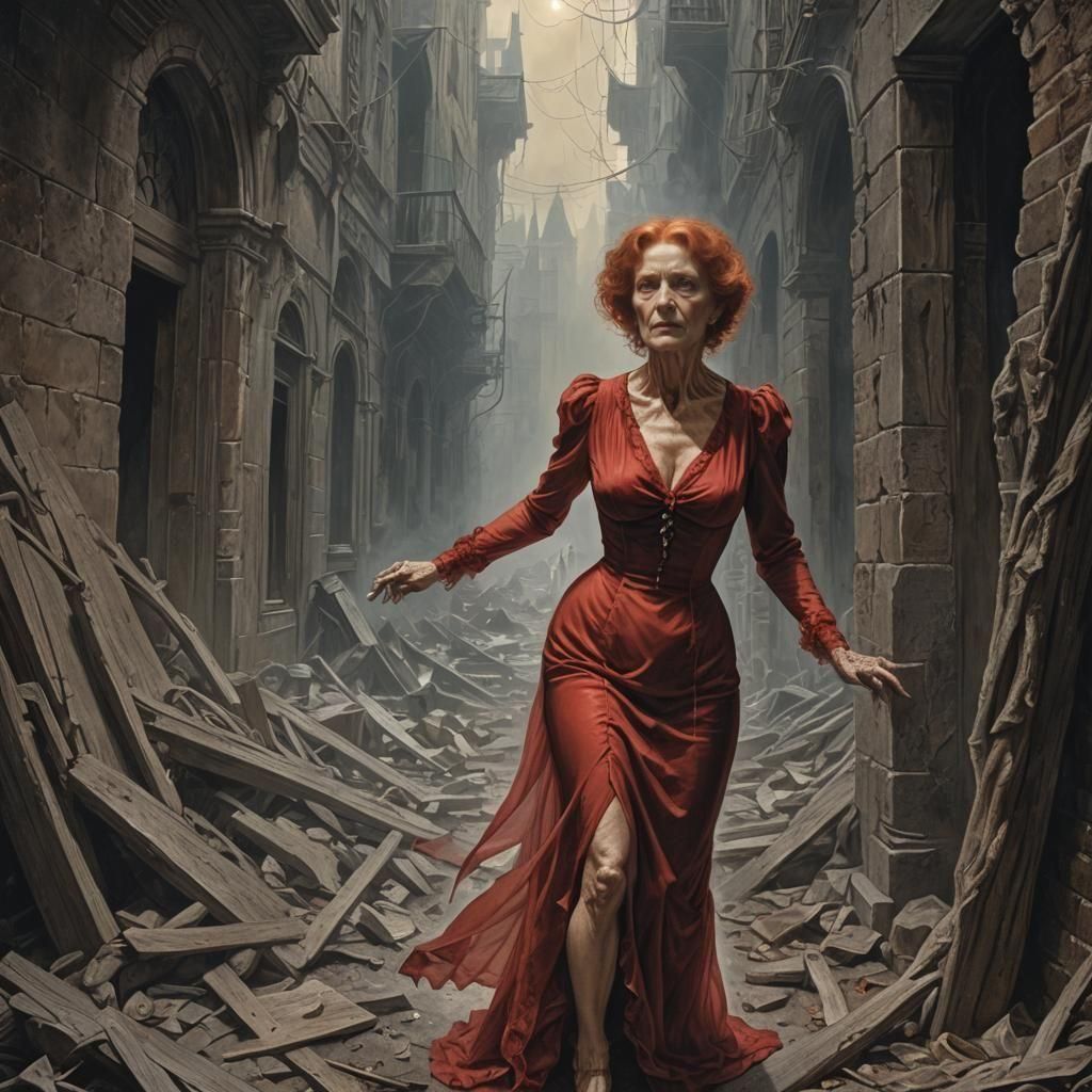 Provocative Redhead Spy in a Transparent Red Dress