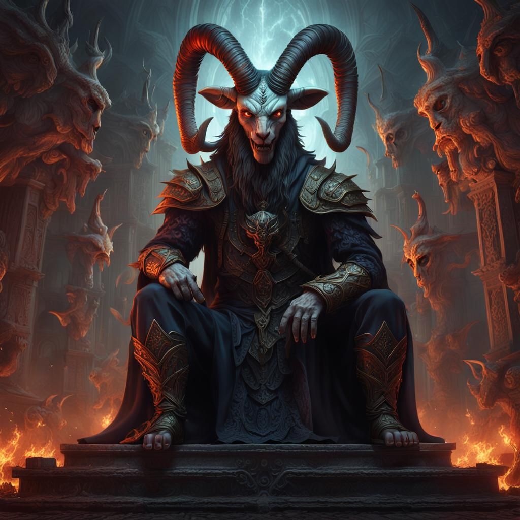 Baphomet Enthroned: A Fantastical Digital Painting