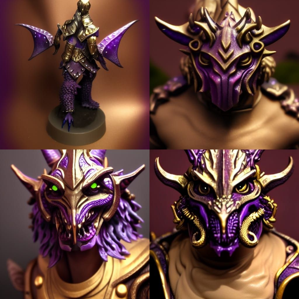 Amethyst Dragonborn with Gem Horns