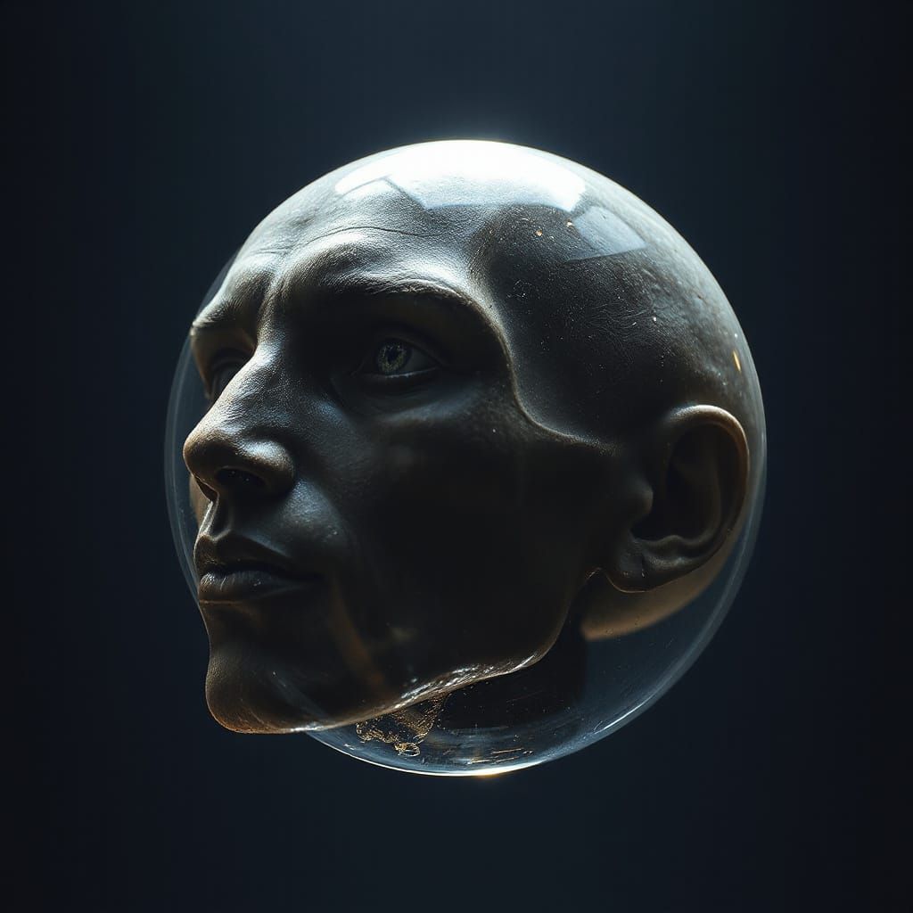 Glass Heart Reflecting Memories in Space