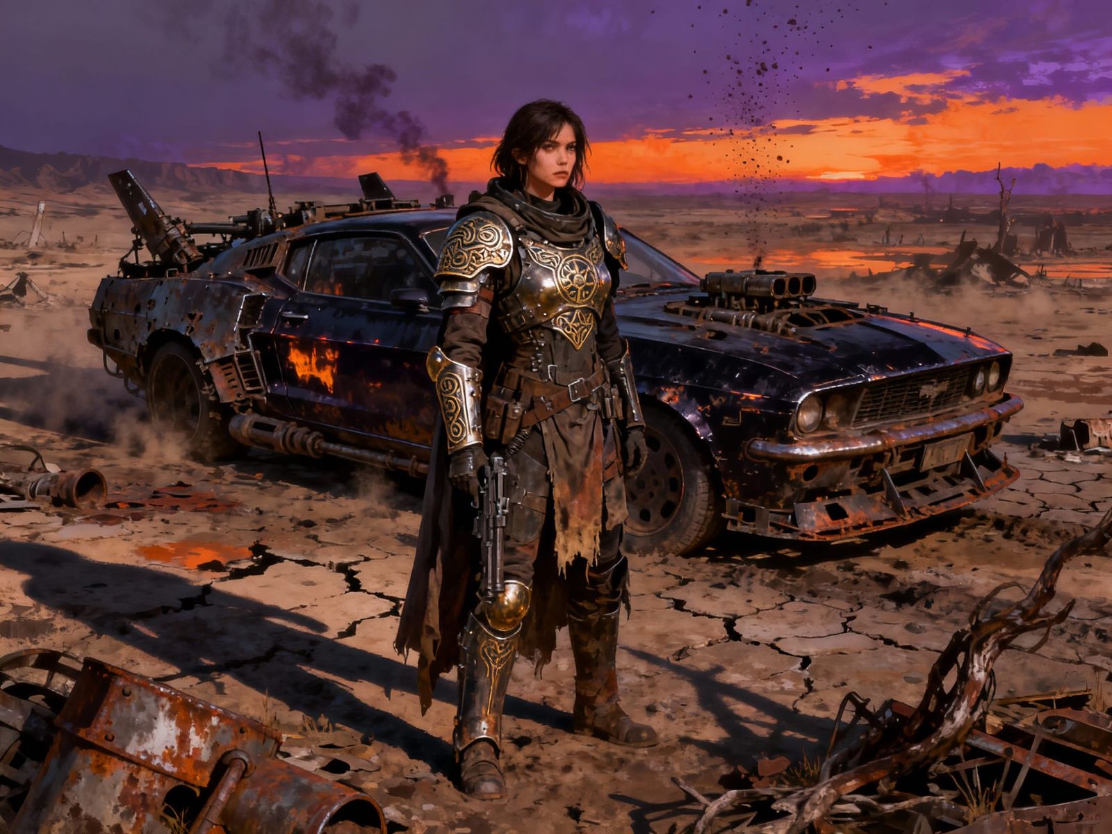 Female Raider Guards Irradiated Wasteland