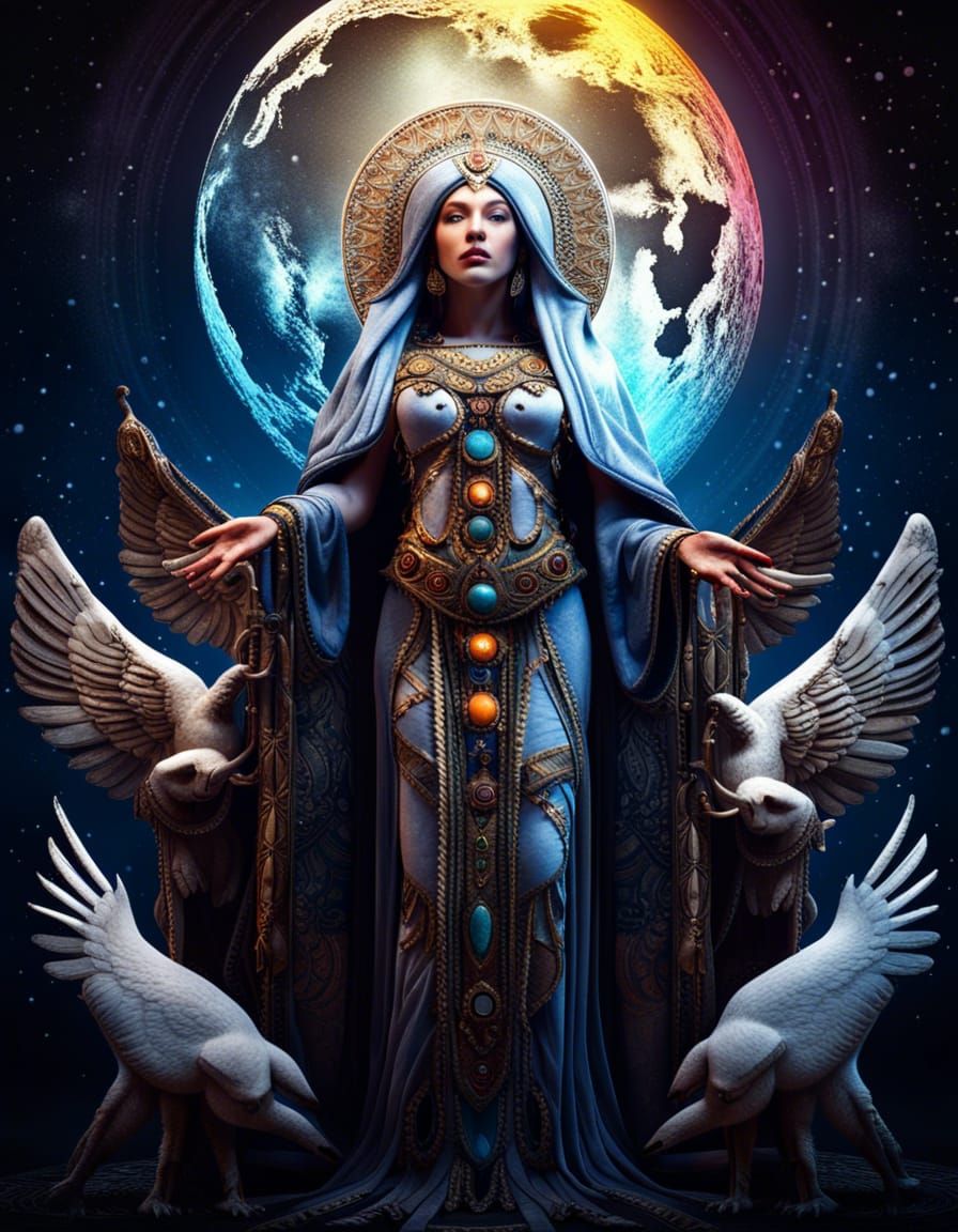 Epic Moon Priestess with Angels