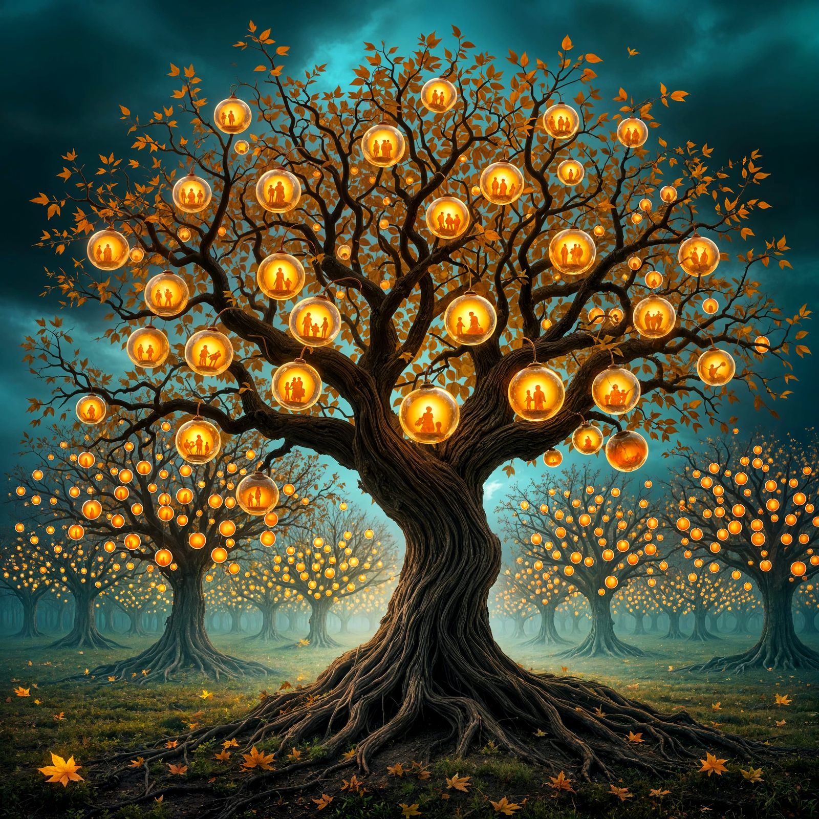 Glowing Memory Fruit in Surreal Orchard