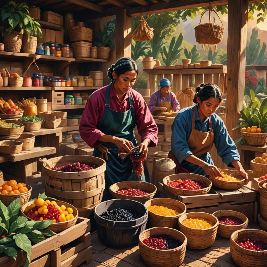Vibrant Northern Mexican Jam Makers in Traditional Attire