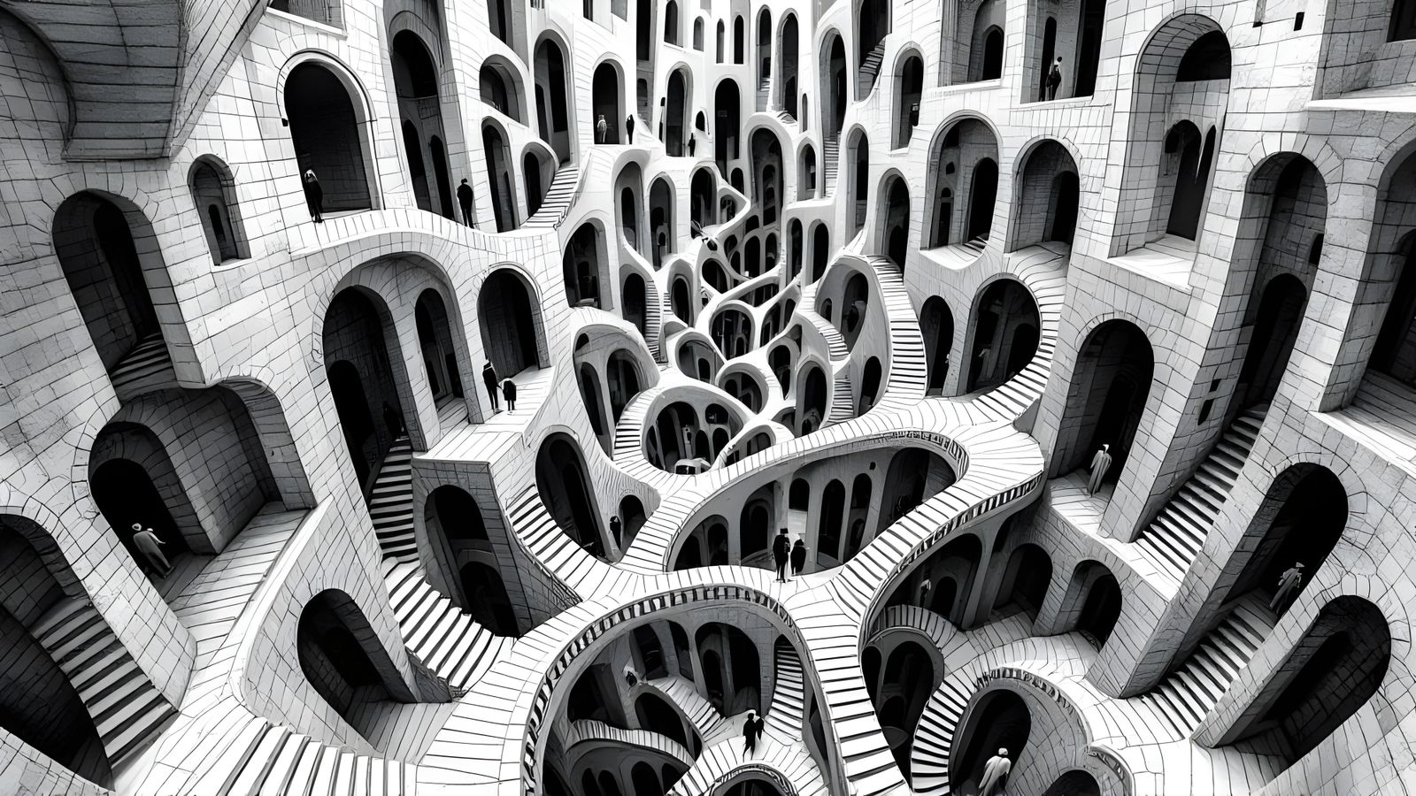 Infinite Labyrinth of Surreal Stairs and Arches