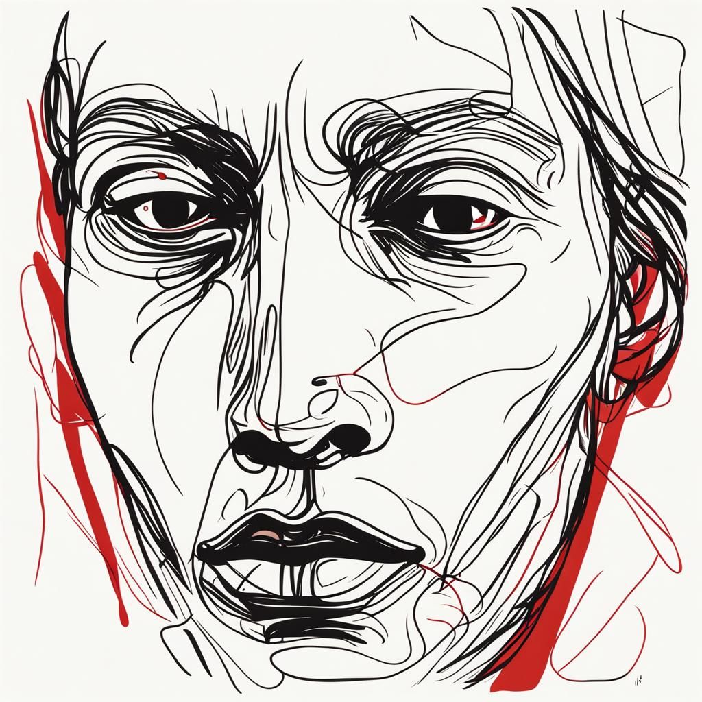 Minimalist One Line Sketch of Surprised Face