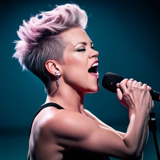 P!nk Singing with Eyes Closed in Hyperrealism