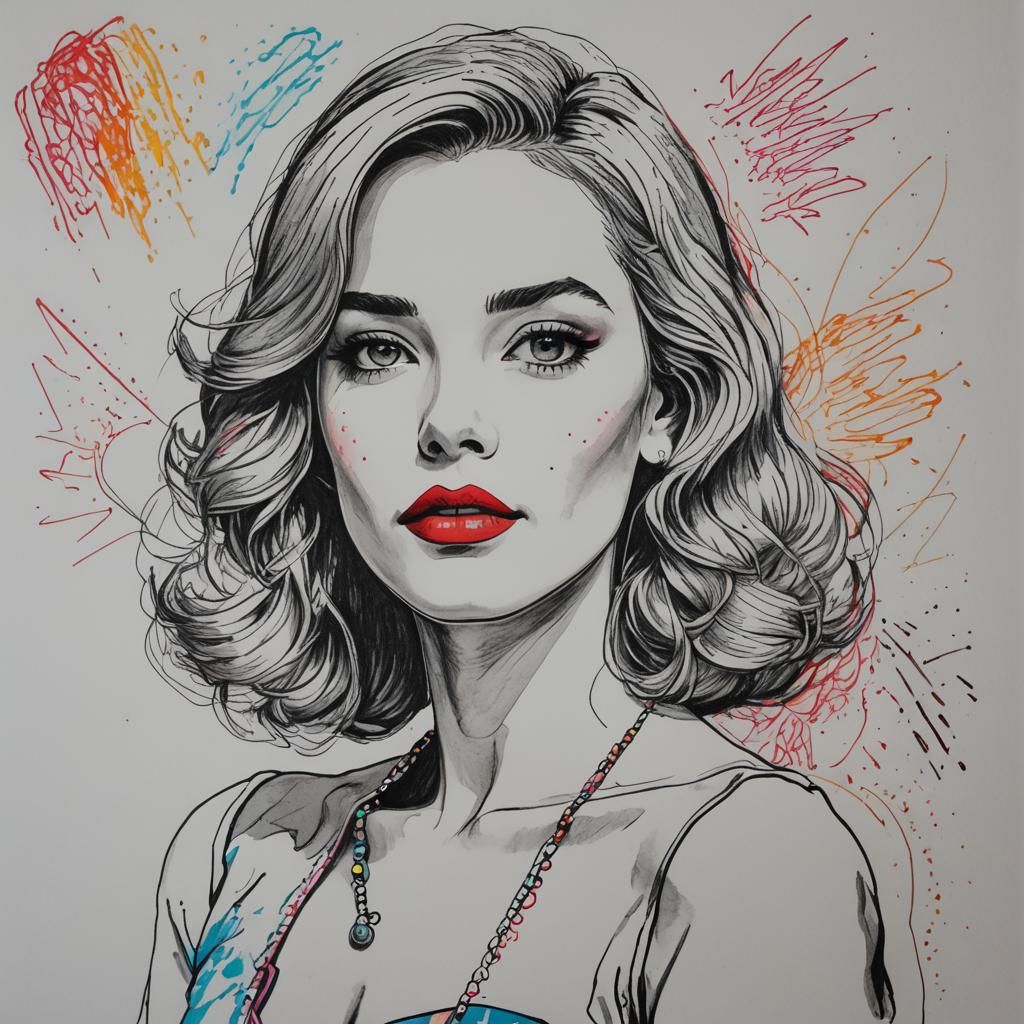 Pop Art Felt Pen Sketch in Vivid Colors