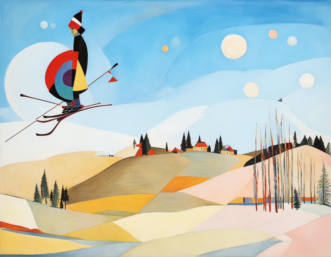 Cubist Skier in Style of Kandinsky