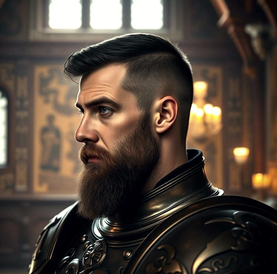 Historic Prince in Regal Armor, Ancient Portrait, 11th Centu...