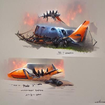 Crashed Airplane Concept Art: Matte Painting