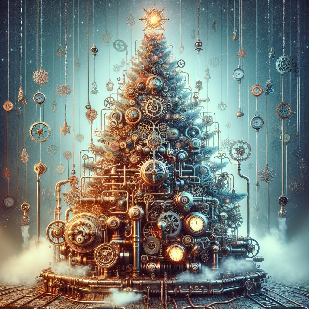 Steampunk Christmas Tree Marvels with Mechanical Magic