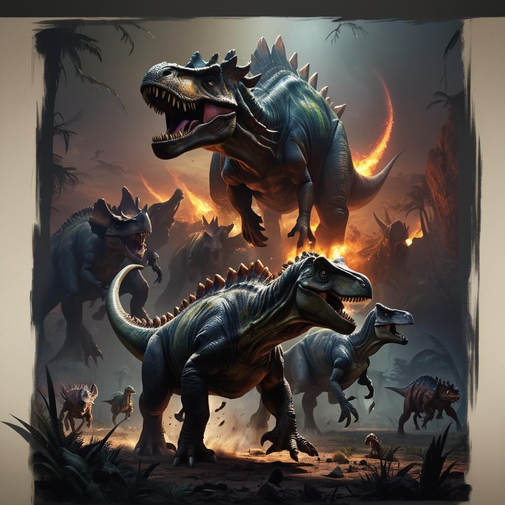Raptor Ambush: A Dark Fantasy Dinosaur Battle