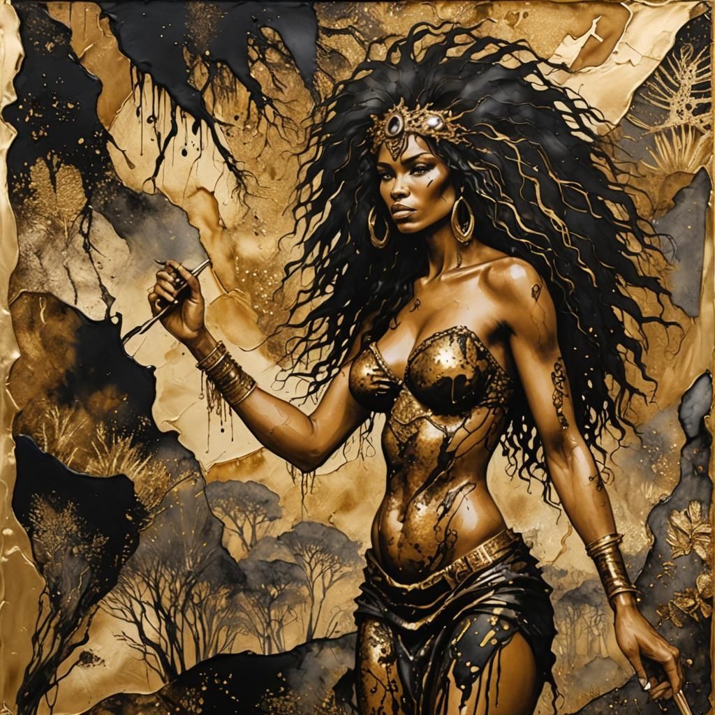 Cavewoman in African Savannah Pulp Art