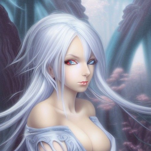 Ethereal Anime Succubus Girl in Kinkade Style