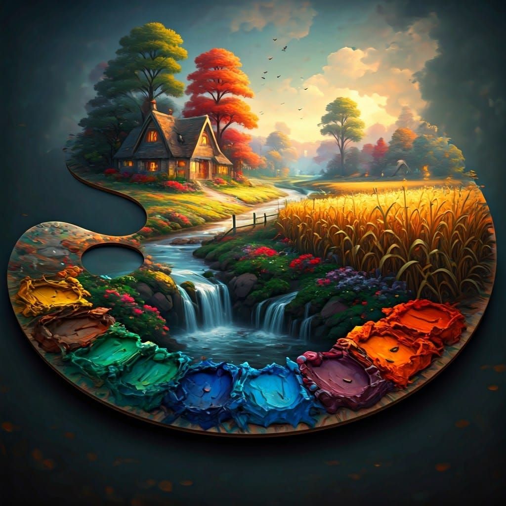 Painter's Palette: 3D Landscape in Oil Paint