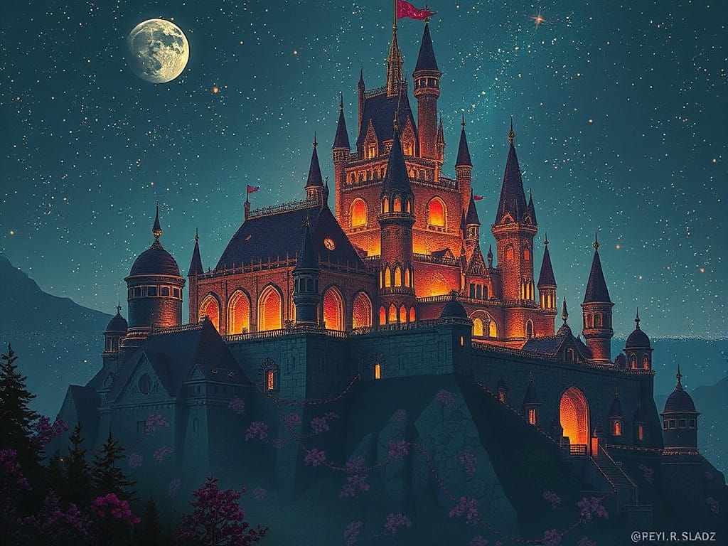 Medieval Kingdoms and Castles in Pointillist Splendor