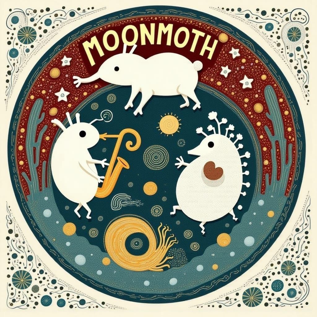 Jazz Band Record Sleeve with Fantastical Creatures