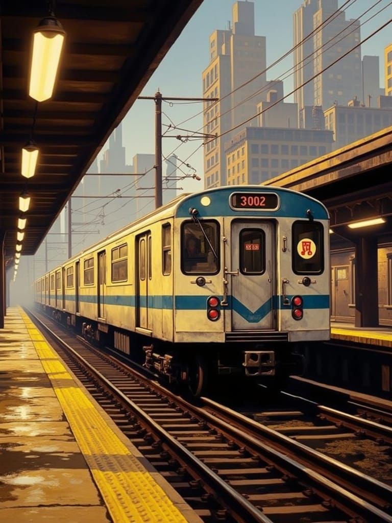 Chicago CTA Train in Warm Golden Light