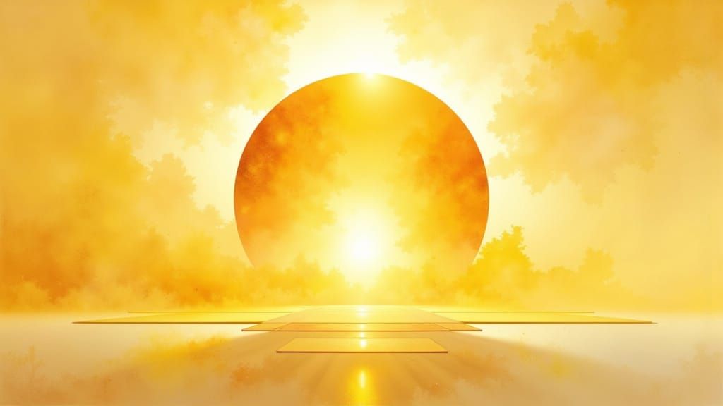 Minimalist Sunburst Portrait with Golden Rays