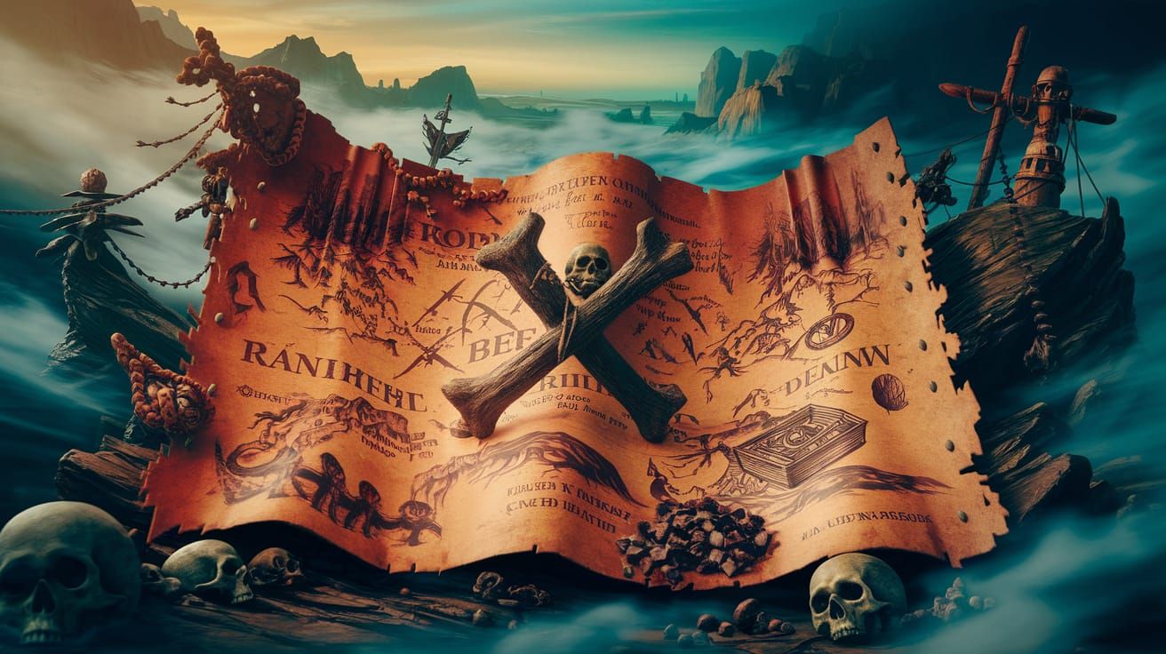 Pirate Treasure Map in Fantasy Art Style