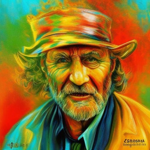 Psychedelic Expressionist Portrait of a Mature Man
