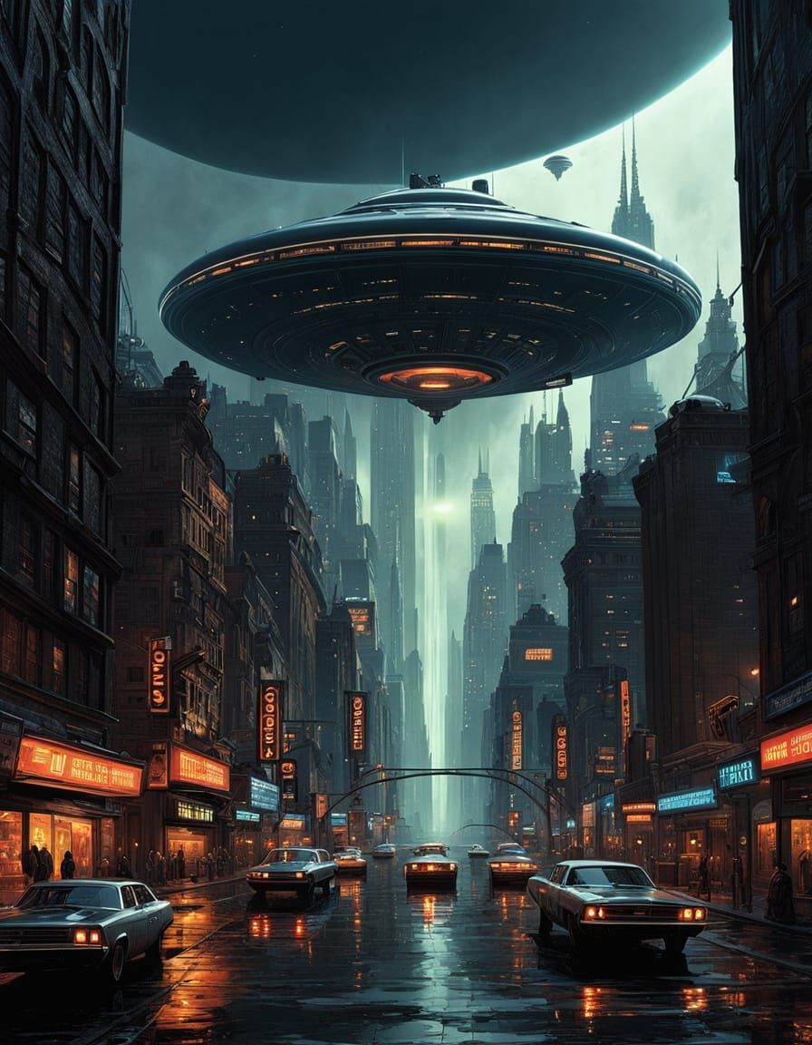 Sinister Alien Invasion over Dreamcore New York City