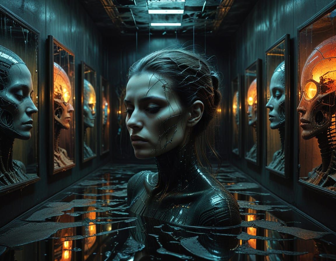 A Woman Lost in the Shattered Reflections of Her Mind