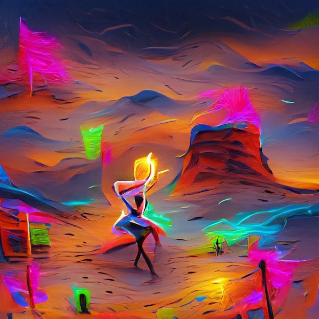 Neon Dancer at Desert Bonfire