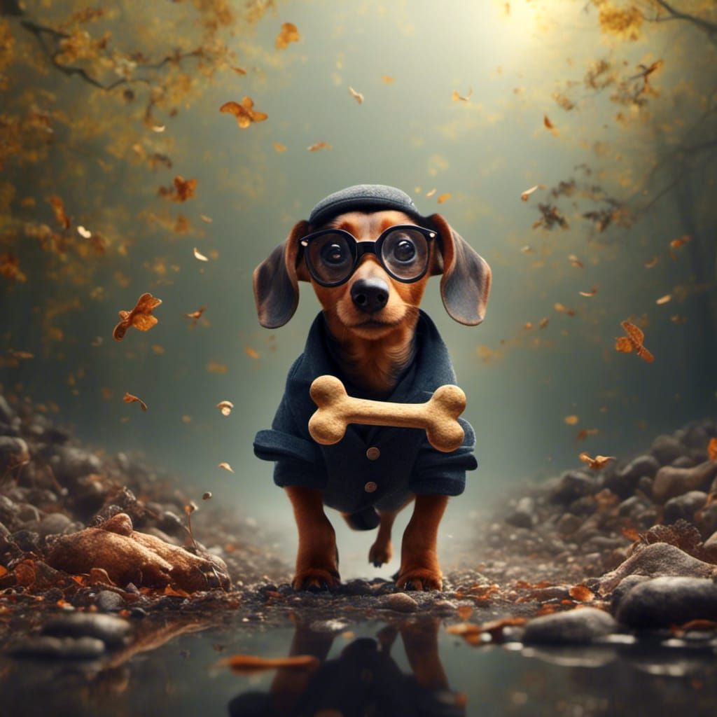Detective Dachshund Searches for Missing Bone