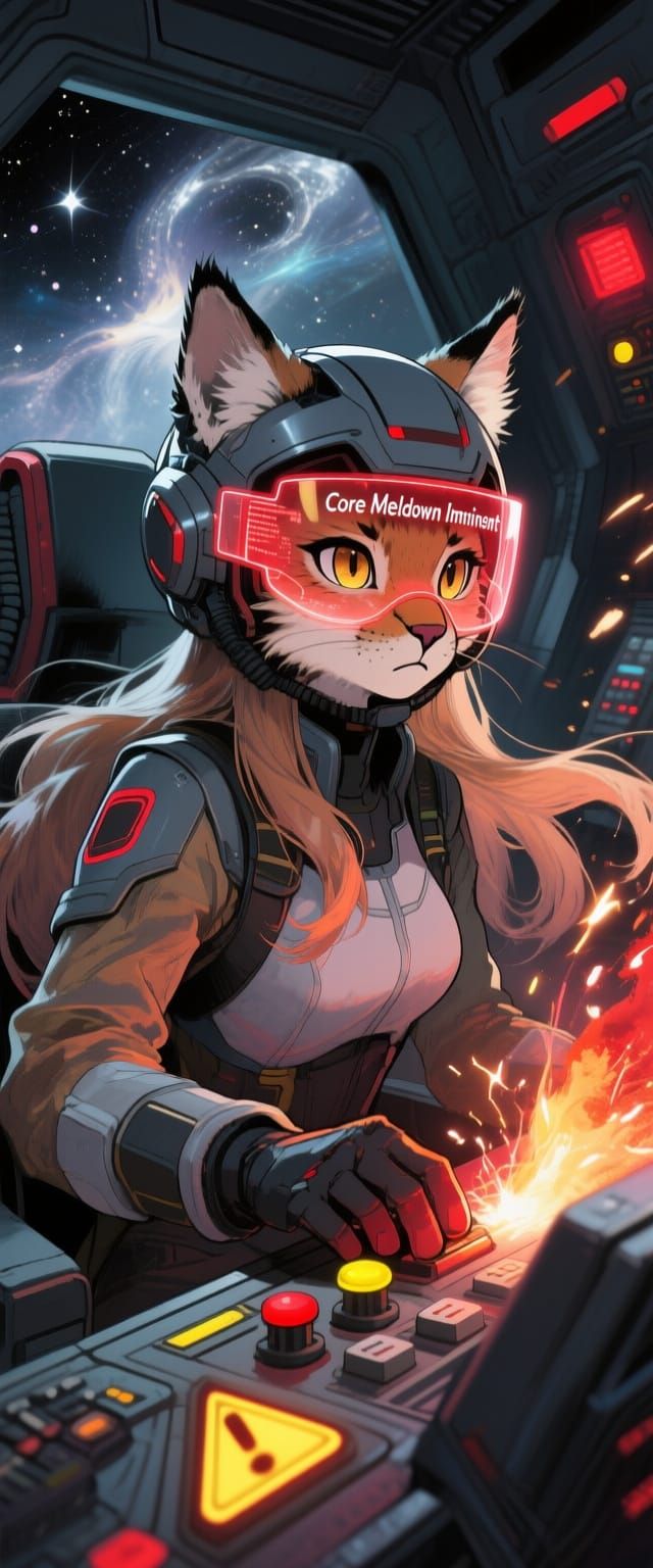Lynx Pilot in Mecha Cockpit, Anime Digital Art