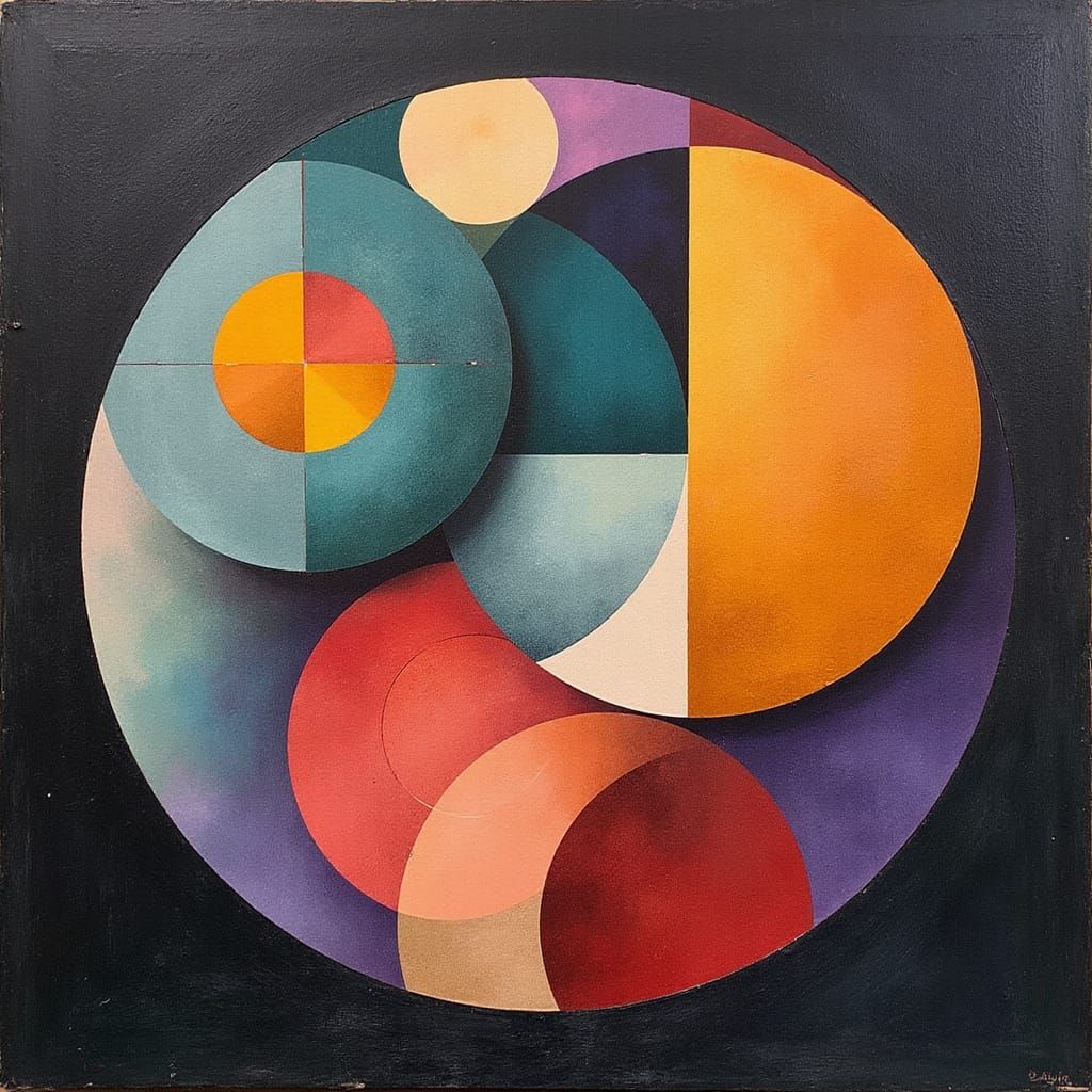 Vibrant Geometric Abstraction with Organic Forms