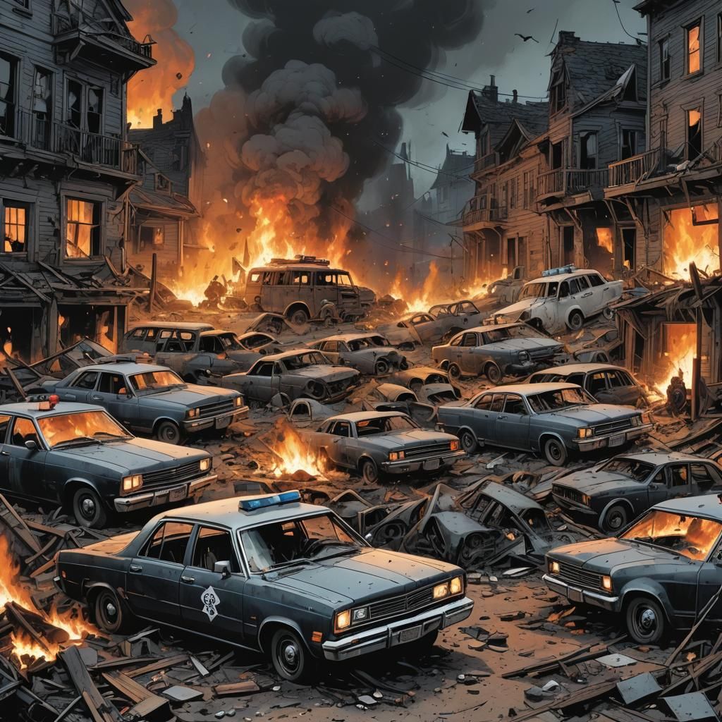 Gothic Comic Art: Ruined Town in Hell