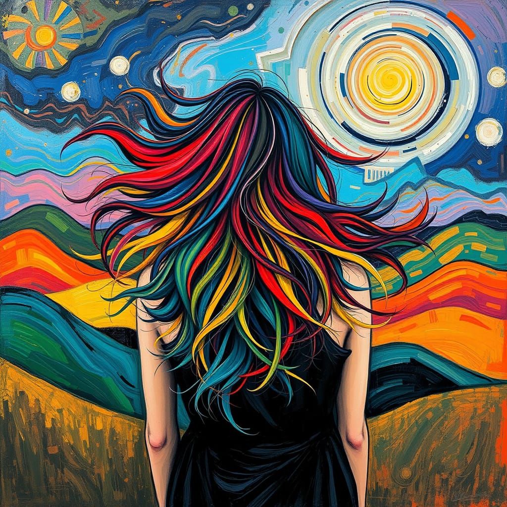 Woman Lost in Expressionistic Contemplation