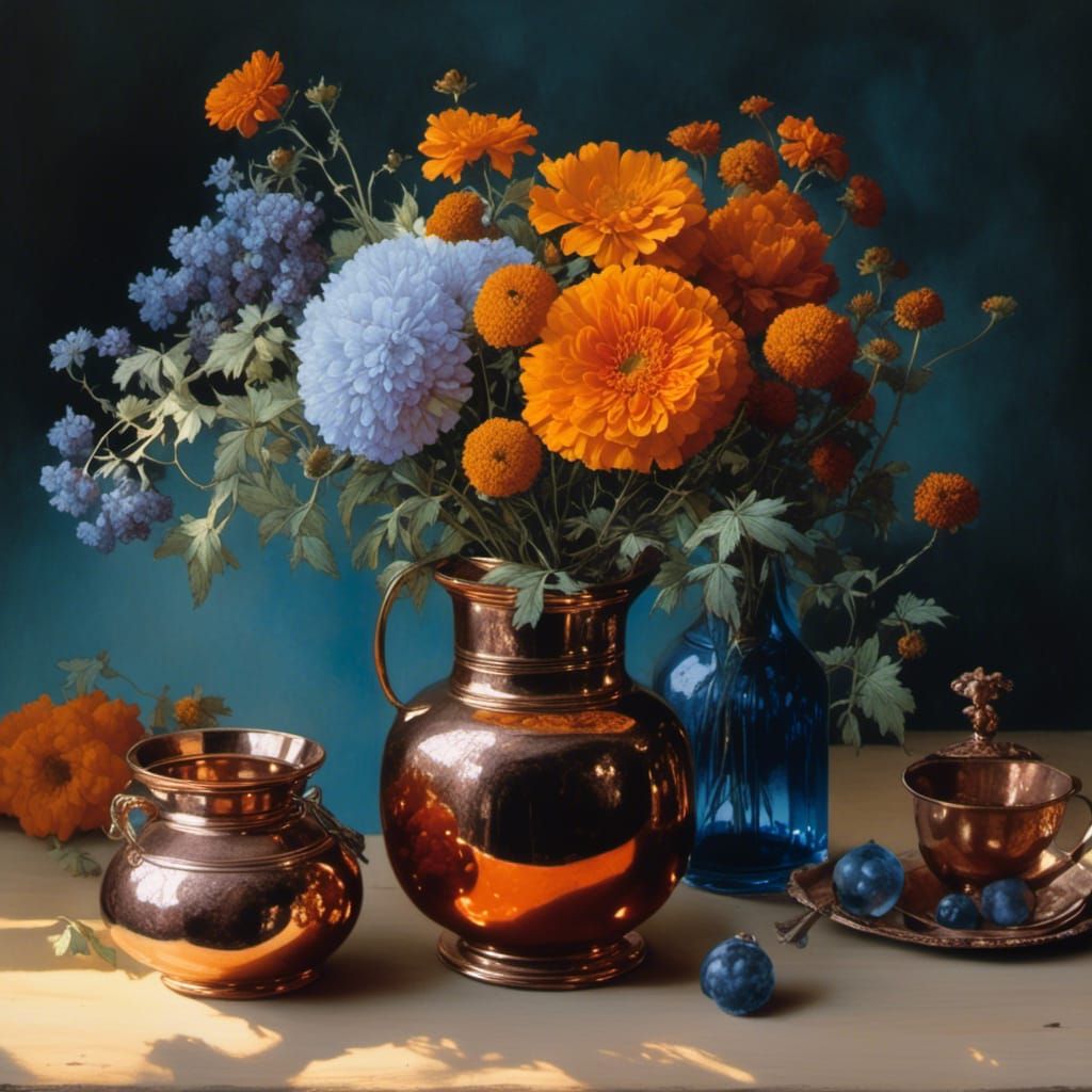 Colorful Still Life on Rustic Table