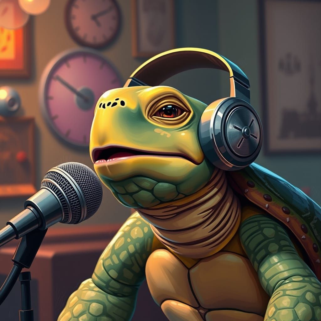 Singing Turtle in Nostalgic 50s Scene