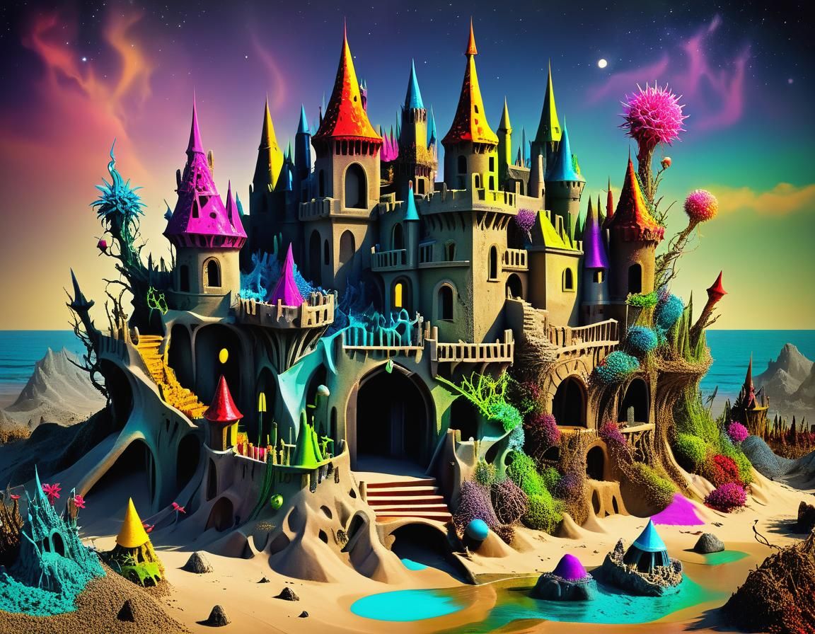 Creepy Weircore Sandcastle with Prismatic Colors
