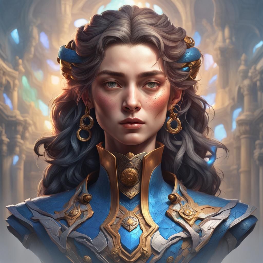 Detailed Portrait with Dynamic Lighting in Rococo Style