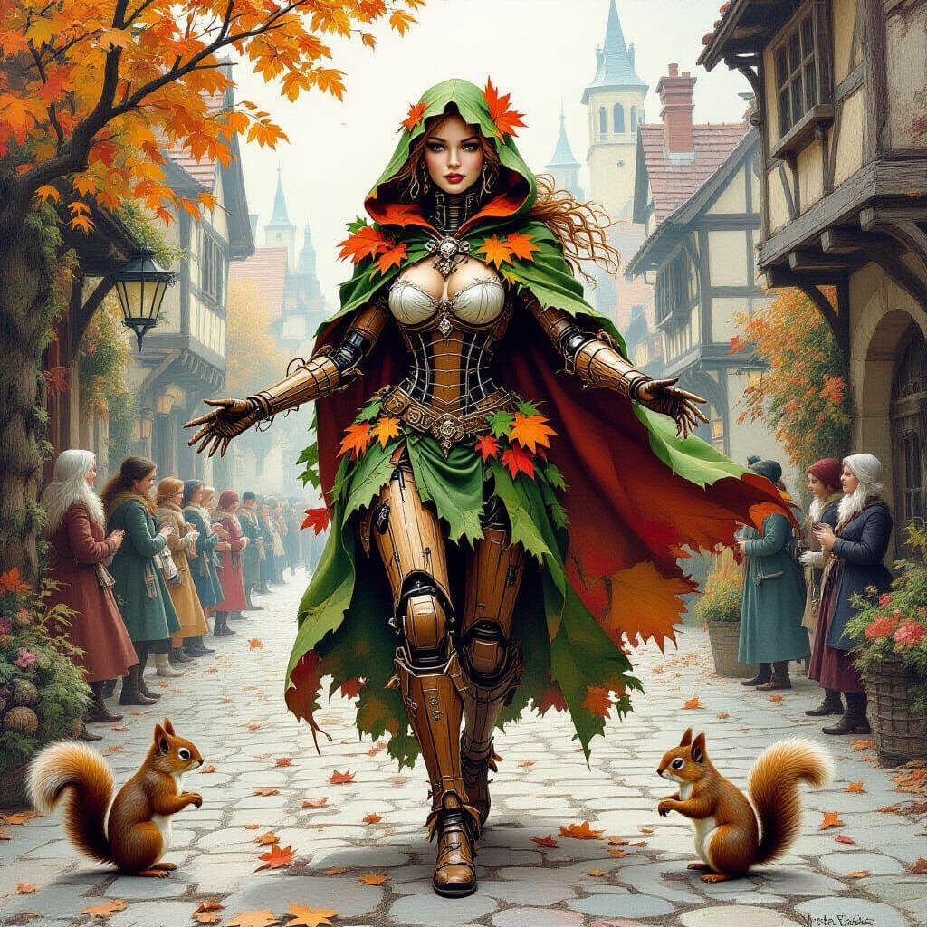 Automaton Attacks: 1980s Fantasy Oil Painting