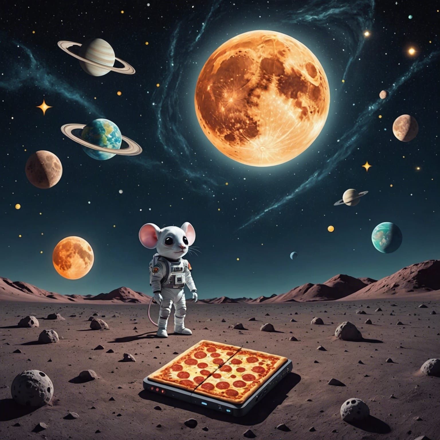 Night Sky Photo of Moon with Random Objects